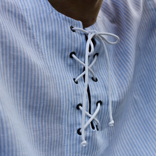 Lněná košile krátký rukáv proužek